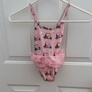 Pink Kids Swim One Piece with Ruffle Detail